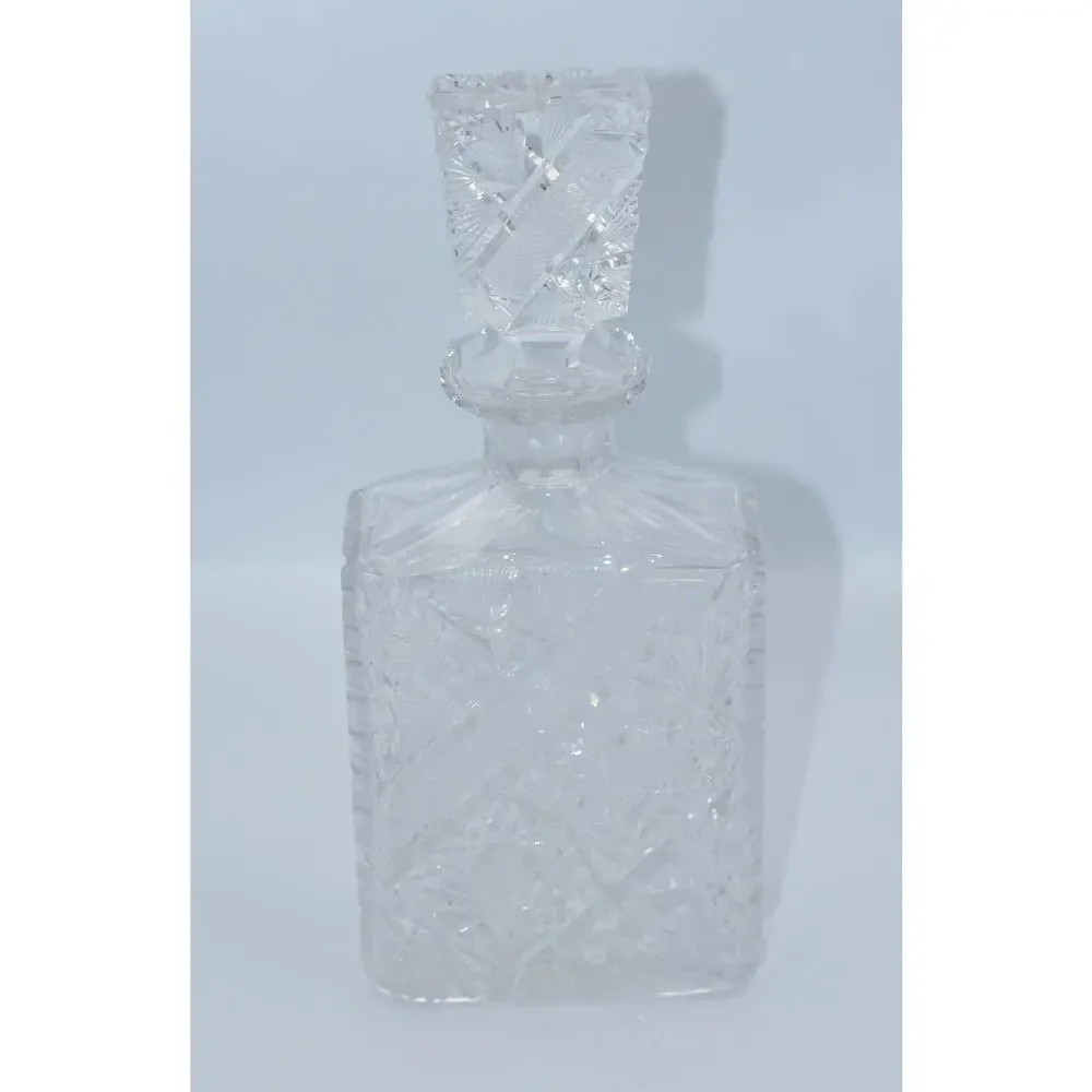 1901c. Hand Cut American Brilliant Period Crystal Liquor Wine Decanter / Carafe